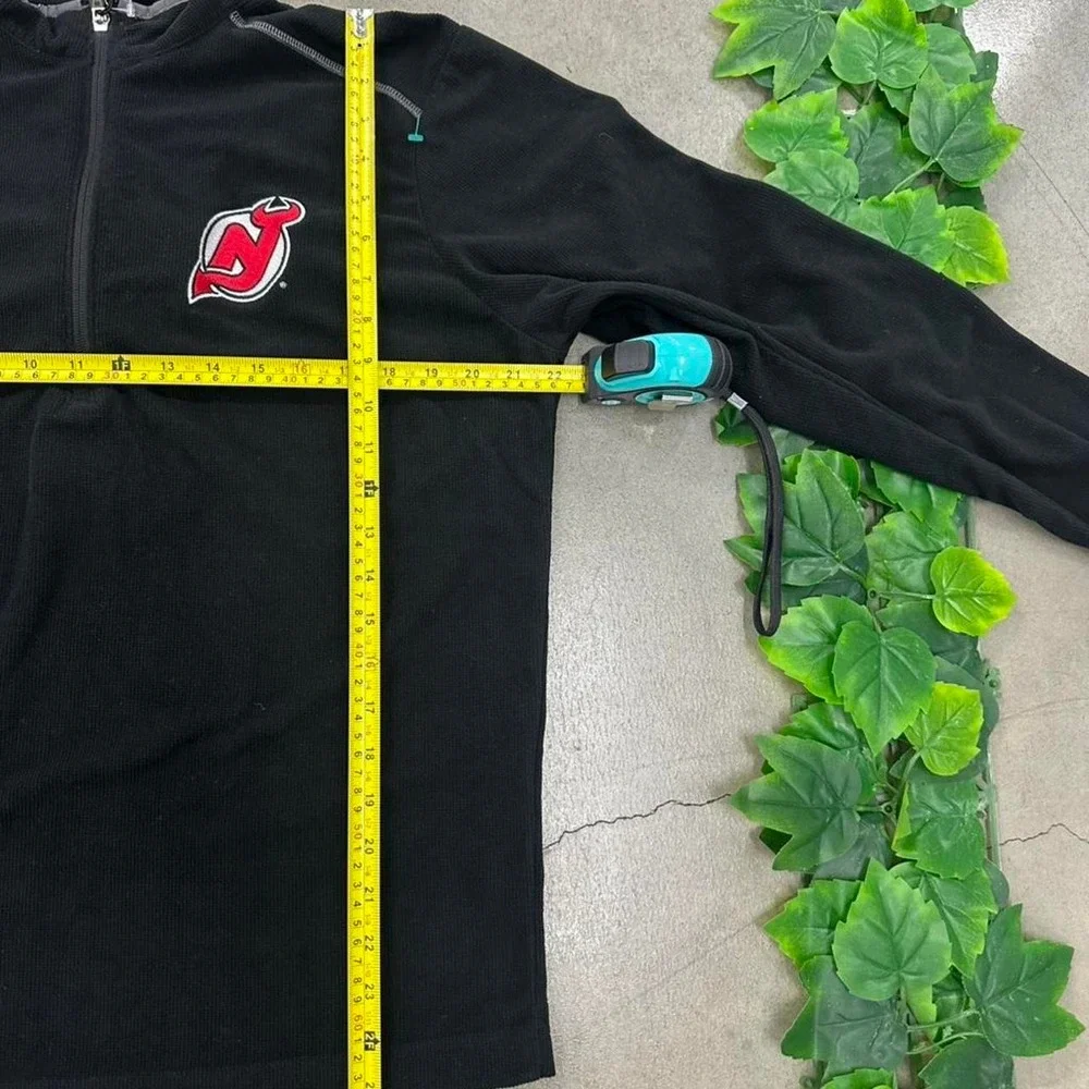 New Jersey Devils NHL Quarter Zip Pullover Jacket Black Hockey Team Logo